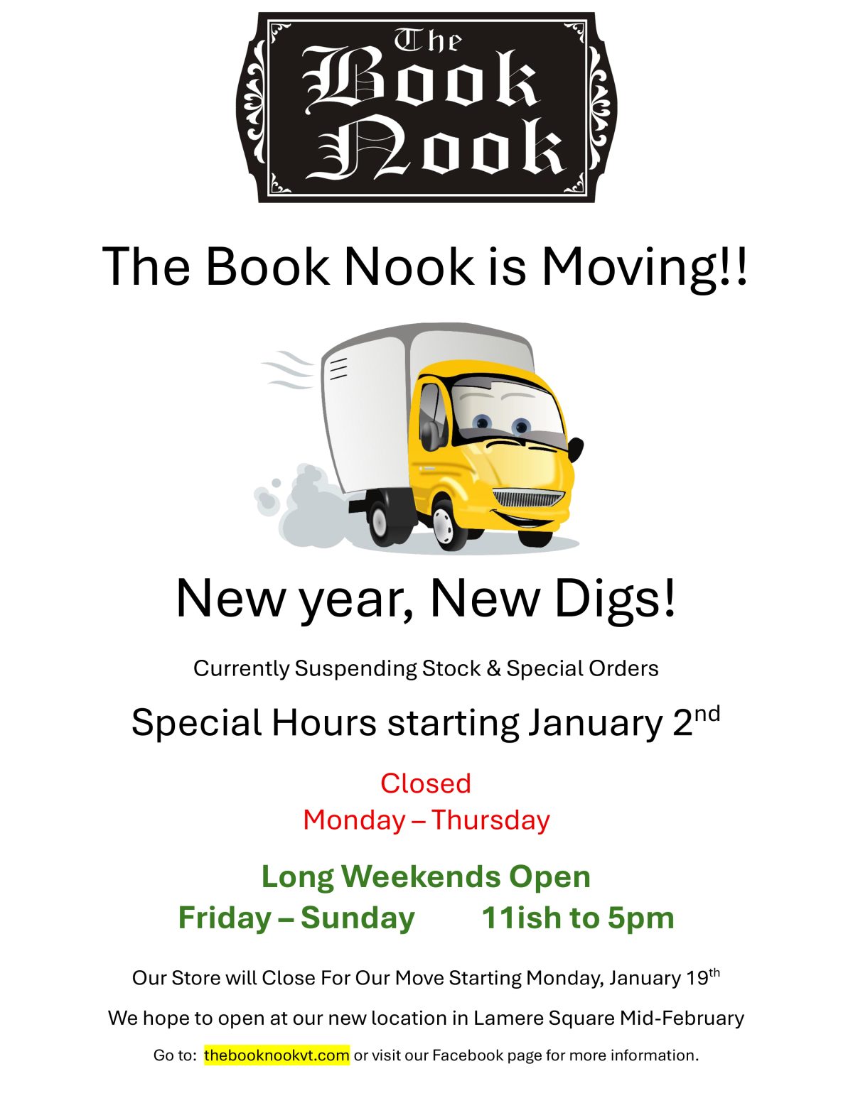 Thank you for your support while we were at 136 Main Street.